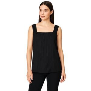 NWT Cue Black Striped Square Neck Modern Sleek C312071990 Top Womens 14
